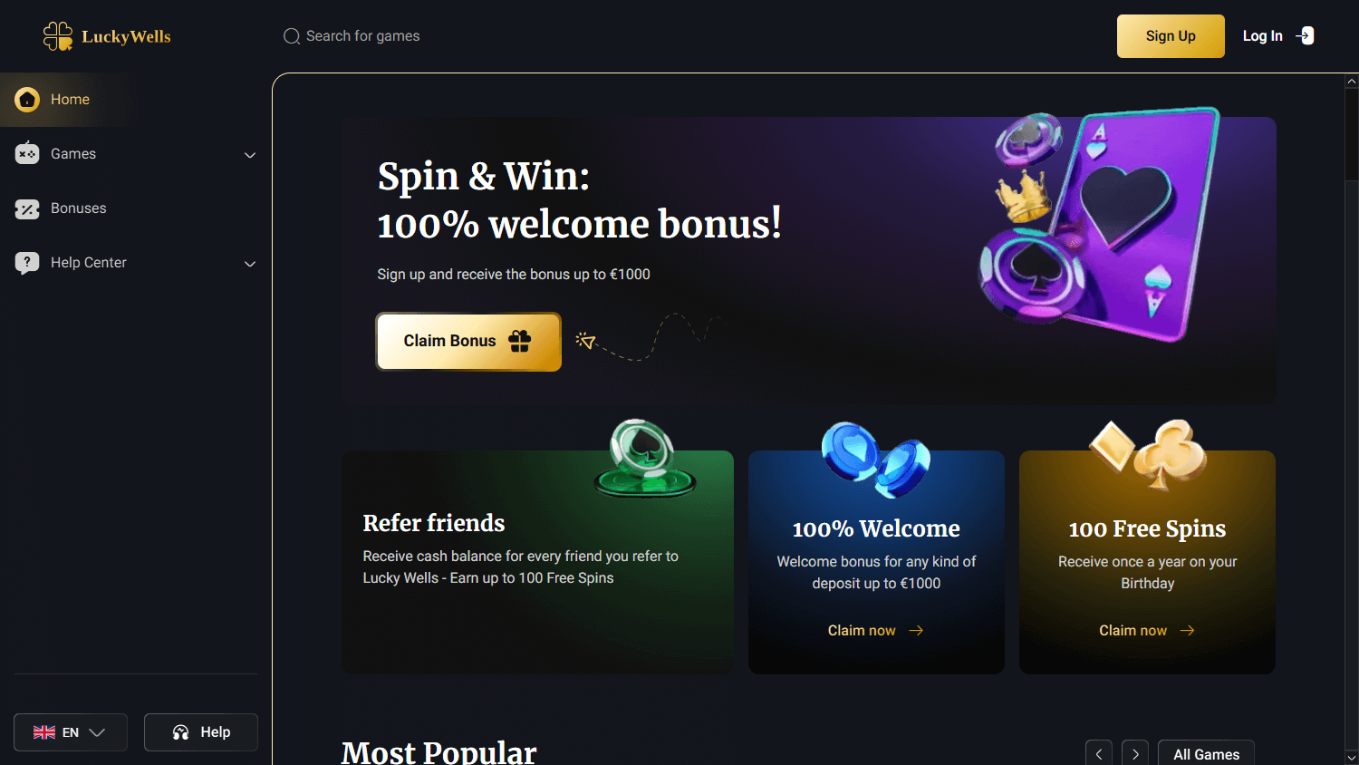 Lucky Wells Casino Desktop screenshot
